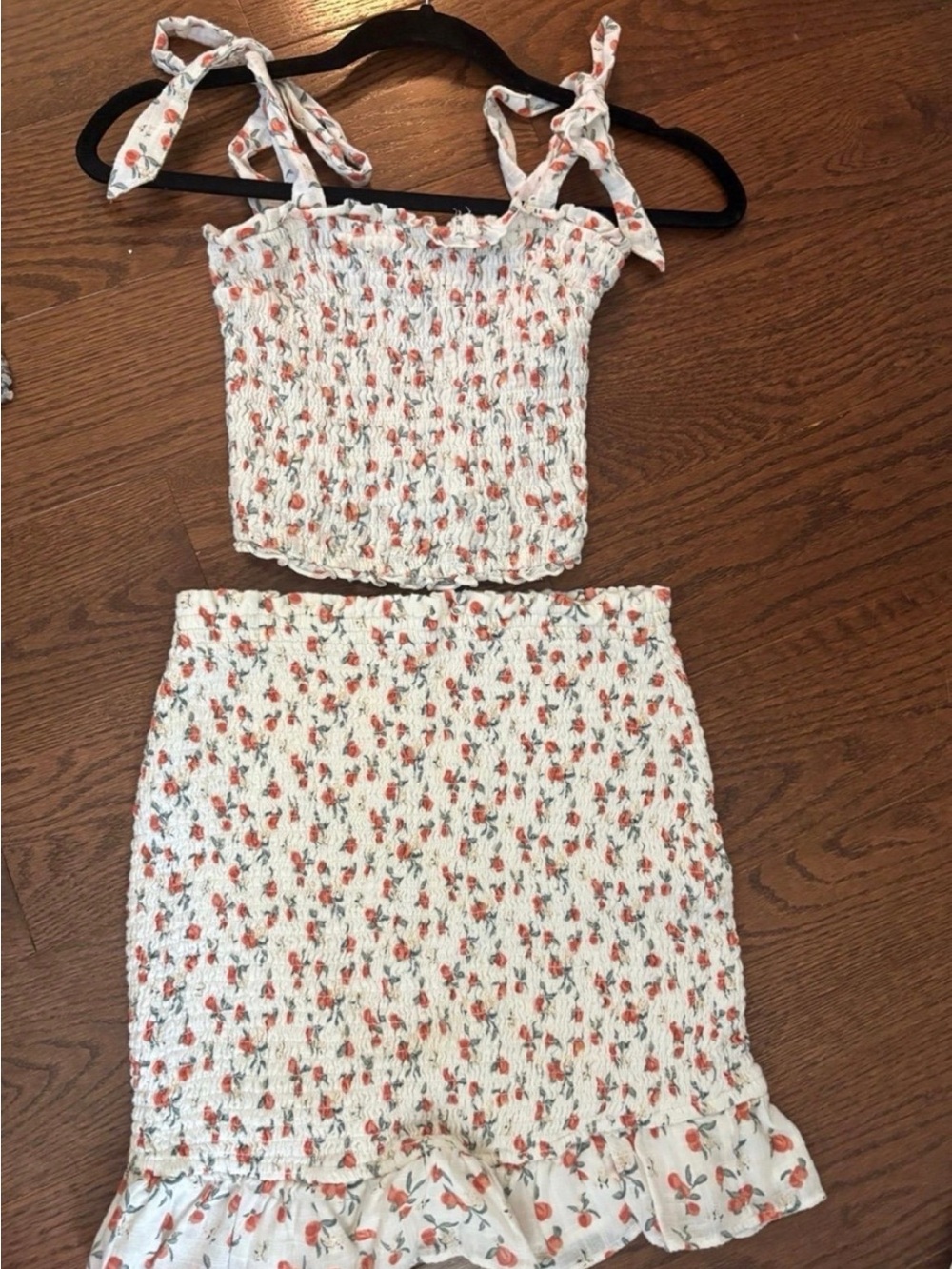 Abercrombie & Fitch White Floral Smocked Two-Piece Dress Set